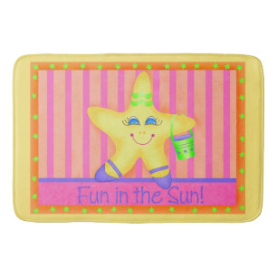 Gelber Sternenfisch-Spaß in Sun Beach Custom Mat Badematte
