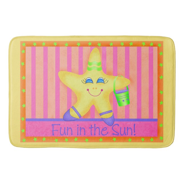 Gelber Sternenfisch-Spaß in Sun Beach Custom Mat Badematte (Vorderseite)