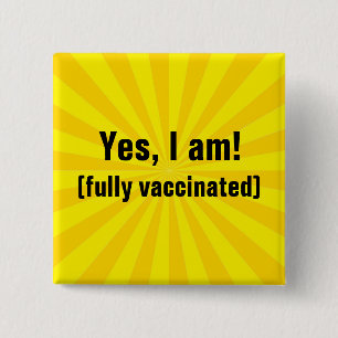 Gelber Sternexplosion Impfknopf Button