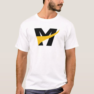 Gelber stilisierter fetter geometrischer Buchstabe T-Shirt