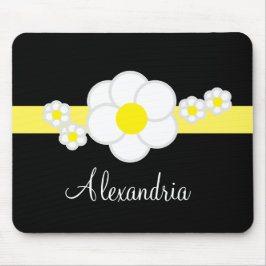 Gelber Streifen Daisy Schwarz-weiß Elegantes Skrip Mousepad
