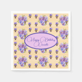 Gelber Streifen Shabby Chic Blütenserviette Napkin Serviette