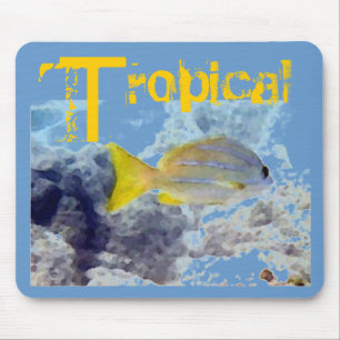 Gelber Streifen tropischer Fisch Mousepad
