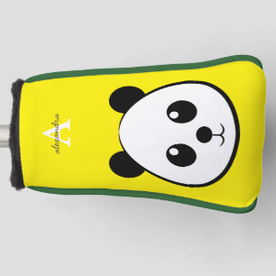 Gelber süßer Panda-Bär mit individuellem Monogramm Golf Headcover