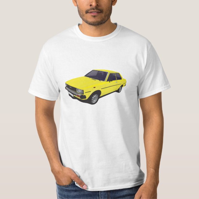 Gelber T - Shirt Tür Toyota Corolla DX KE70 2 (Vorderseite)