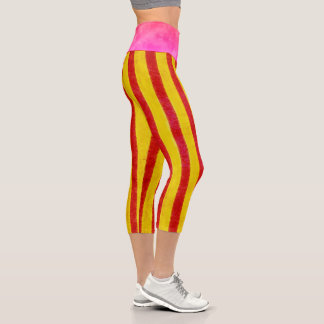 Gelber Taillenbogen Capri Leggings