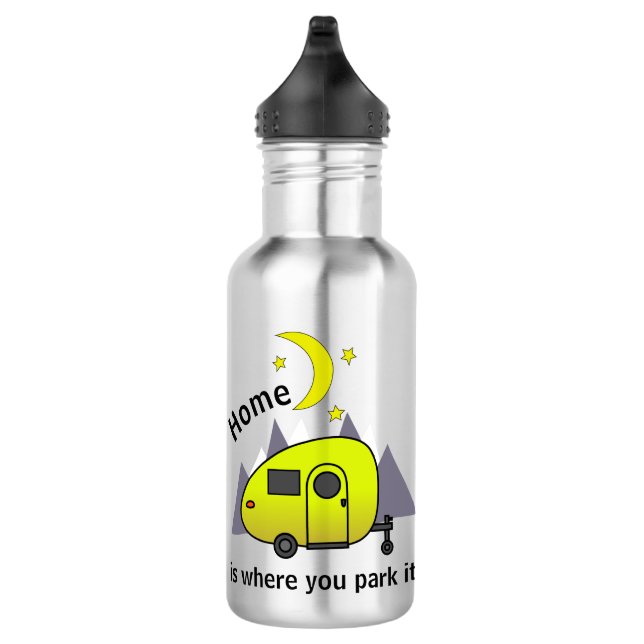 Gelber Teardrop-Camper-Anhänger Edelstahlflasche (Rechts)