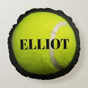 Gelber Tennisball für Tennis-Spieler-Geschenk Rundes Kissen