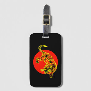 Gelber Tiger Roter Kreis Gepäckanhänger