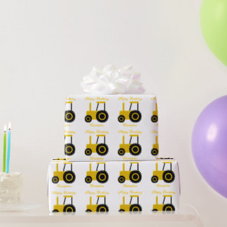 Gelber Traktor Geburtstag vorhanden Geschenkpapier
