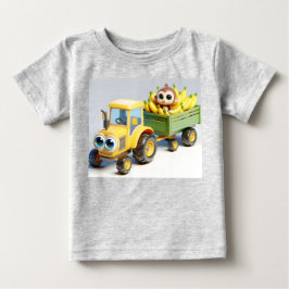 Gelber Traktor mit Affen und Bananen Baby T-shirt