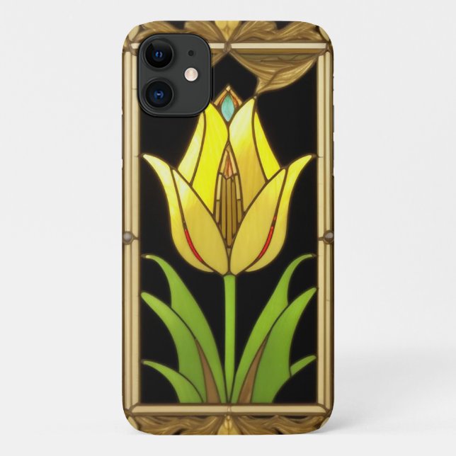 Gelber Tulip mit dekorativem Rahmen Case-Mate iPhone Hülle (Rückseite)