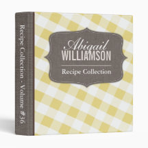 Gelber u. weißer Gingham-südliche Rezept-Mappe