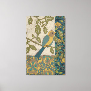 Gelber und Aquamariner Blauer Vogel auf einem Zwei Leinwanddruck