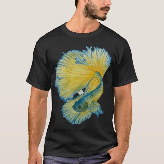 Gelber und blauer Betta-Fisch T-Shirt (Vorderseite)