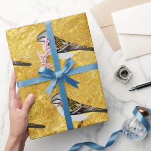 Gelber und brauner Spatz des Geschenkpapier