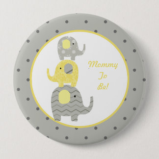 Gelber und grauer Elefant-personalisierte Mama zum Button