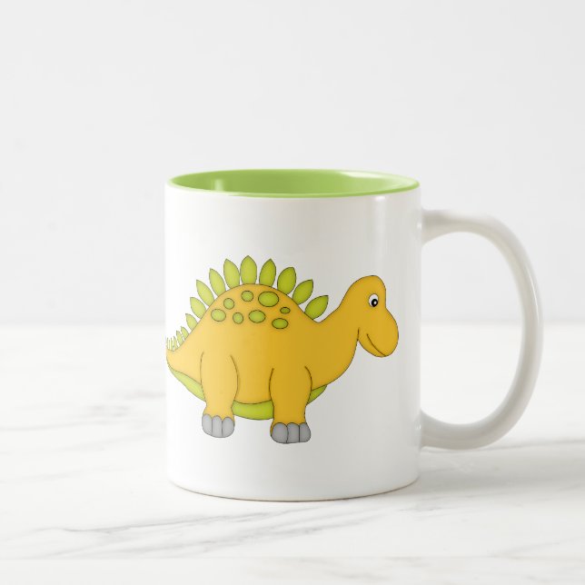 Gelber und grüner Dinosaurier+Personifizieren Sie Zweifarbige Tasse (Rechts)