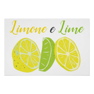 Gelber und grüner italienischer Lemon und Limones  Poster
