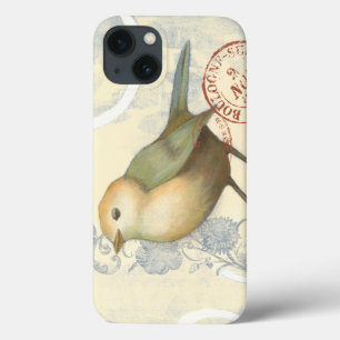 Gelber und grüner Spatz auf Vintagem Hintergrund Case-Mate iPhone Hülle