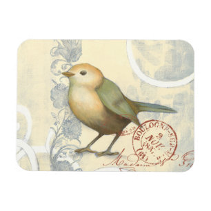 Gelber und grüner Spatz auf Vintagem Hintergrund Magnet
