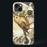 Gelber und grüner Vogel auf Vintagem Hintergrund Case-Mate iPhone Hülle<br><div class="desc">Diese Mischung der Malerei und des Skizzierens schildert eine Nahaufnahme eines gelben und grünen Vogels auf einem einfachen schwarzen und beige Hintergrund. Die weißen Linien im Hintergrund addieren einen Vintagen Ton. Dieses Bild würde perfektes auf jedem kundengerechten Zazzle Produkt passen.</div>