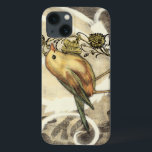 Gelber und grüner Vogel auf Vintagem Hintergrund Case-Mate iPhone Hülle<br><div class="desc">Diese Mischung der Malerei und des Skizzierens schildert eine Nahaufnahme eines gelben und grünen Vogels auf einem einfachen schwarzen und beige Hintergrund. Die weißen Linien im Hintergrund addieren einen Vintagen Ton. Dieses Bild würde perfektes auf jedem kundengerechten Zazzle Produkt passen.</div>