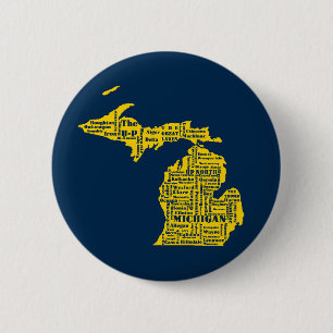 Gelber und Navy-Blue-Staat in Michigan-Städten Button