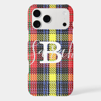 Gelber und roter Tartan Markierter Monogramm-Name