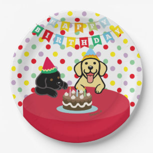 Gelber und schwarzer Labradors Geburtstag Pappteller