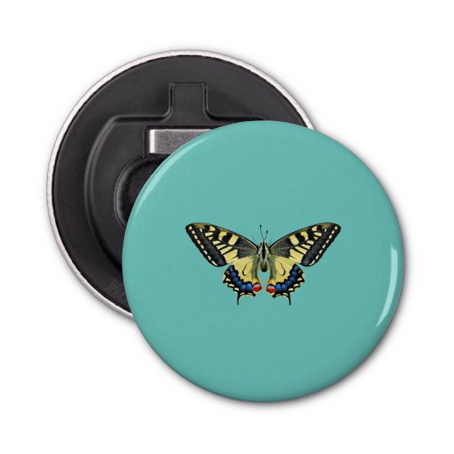 Gelber und schwarzer Schmetterling Flaschenöffner (Vorderseite)