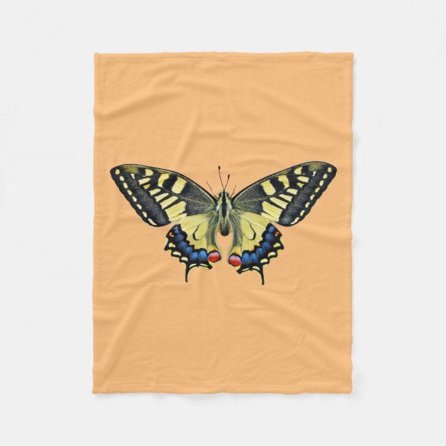 Gelber und schwarzer Schmetterling Fleecedecke (Vorderseite)