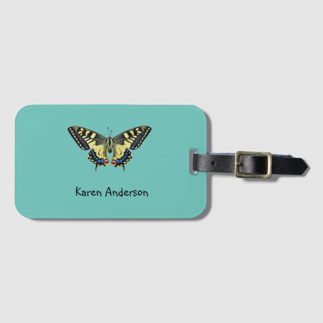 Gelber und schwarzer Schmetterling Gepäckanhänger (Vorderseite (Horizontal))