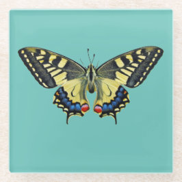 Gelber und schwarzer Schmetterling Glasuntersetzer