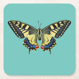 Gelber und schwarzer Schmetterling Rechteckiger Pappuntersetzer