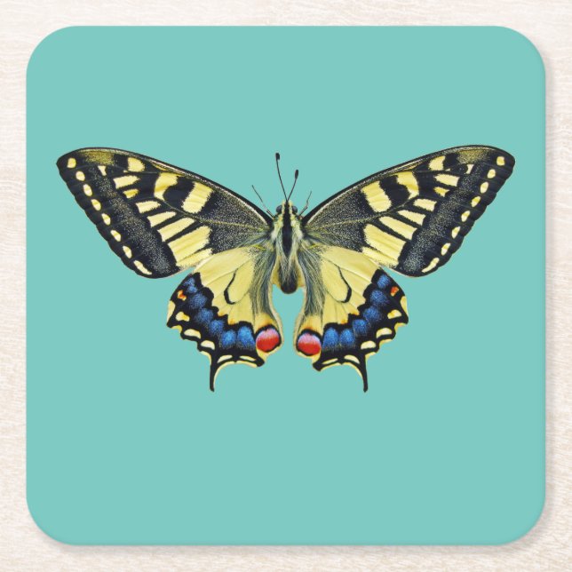 Gelber und schwarzer Schmetterling Rechteckiger Pappuntersetzer (Vorderseite)