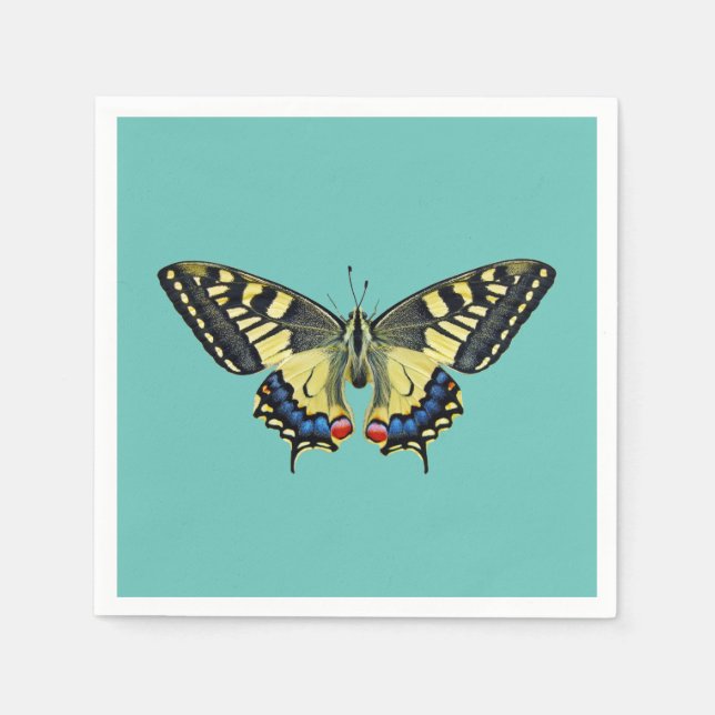 Gelber und schwarzer Schmetterling Serviette (Vorderseite)