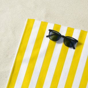 Gelber und weißer Cabana-Streifen Strandtuch