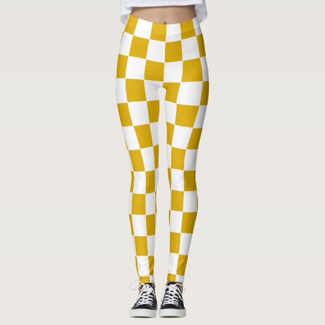 Gelber und weißer Senf Leggings (Vorderseite)