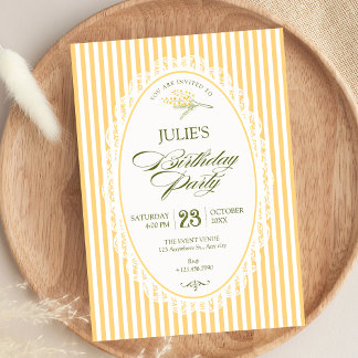 Gelber vintage Choquette Geburtstag Einladung