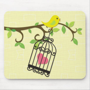 Gelber Vogel, Birdcage Mousepad