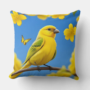 🕊️ Gelber Vogel Naturstil-Hausdekoration 🌸 Kissen