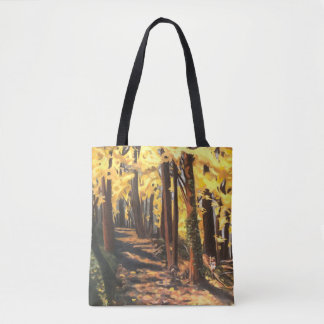 Gelber Wald im Herbst streichen Totenbeutel