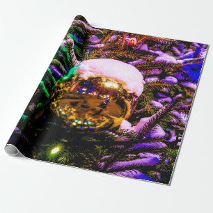 Gelber Weihnachtsbaum-Schmuckball Geschenkpapier
