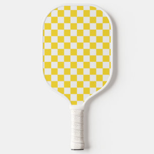 Gelber weißer Karo Prüfmuster Pickleball Schläger