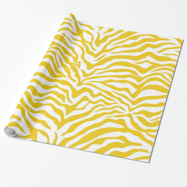 Gelber Zebra-Streifen Geschenkpapier (Ungerollt)