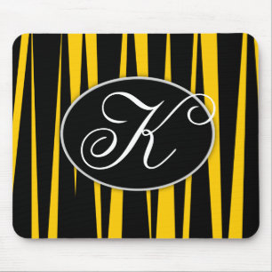 Gelber Zebra Stripes mit Monogramm Mousepads