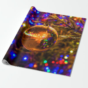 Gelber Zierball, farbenfrohe Lichter Geschenkpapier