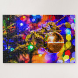 Gelber Zierball, leuchtende Lichter Puzzle