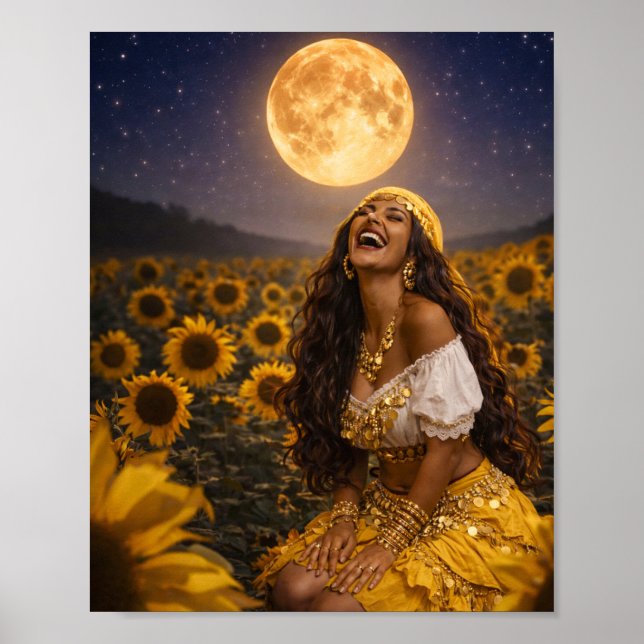 gelber Zigeunerposter (glänzend) || Gitana-Kunst   Poster (Vorne)